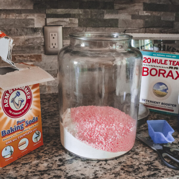 A DIY laundry detergent recipe that's super simple to put together and will save you money (and look pretty on your laundry room shelf!).