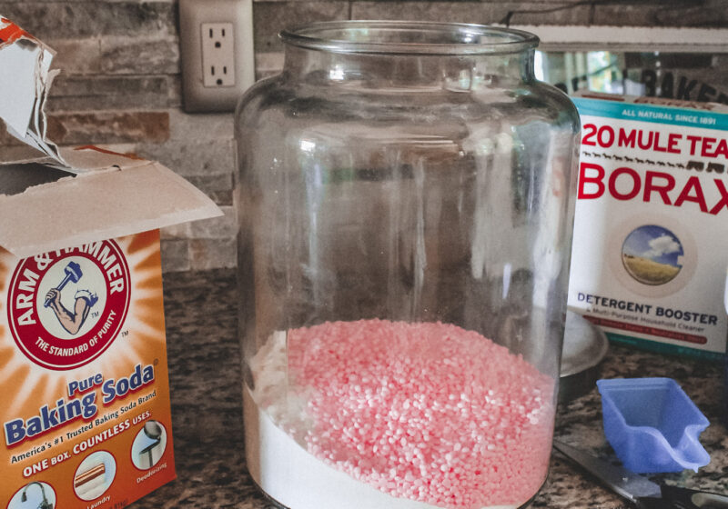 A DIY laundry detergent recipe that's super simple to put together and will save you money (and look pretty on your laundry room shelf!).