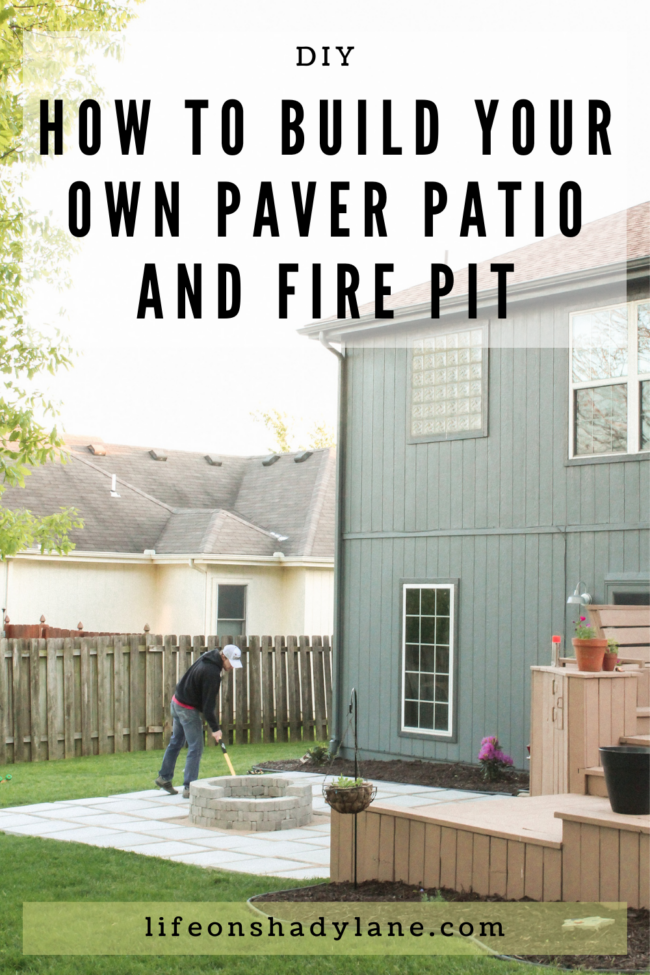 DIY paver patio and firepit - How to build your own patio and firepit! Patio with grass between pavers || Kansas City life, home, and style blogger Megan Wilson shares how to build your own patio and fire pit! 