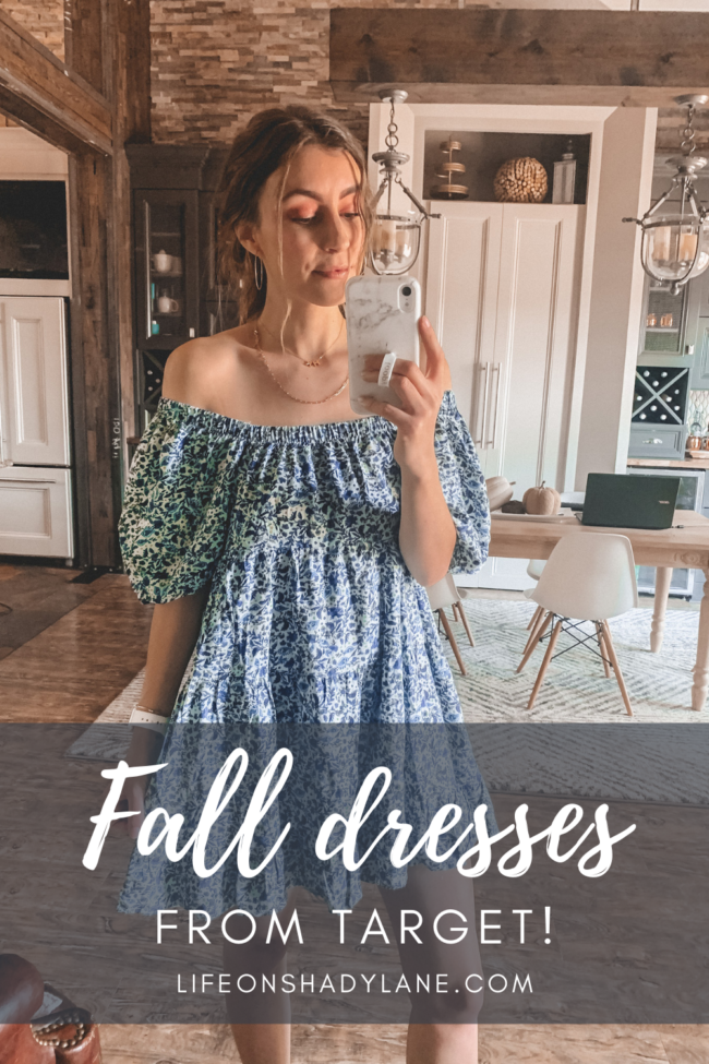 Fall dresses for 2020 - all from Target and very affordable! Perfect for wearing with fall booties or sneakers. Fall outfit ideas. #falloutfits