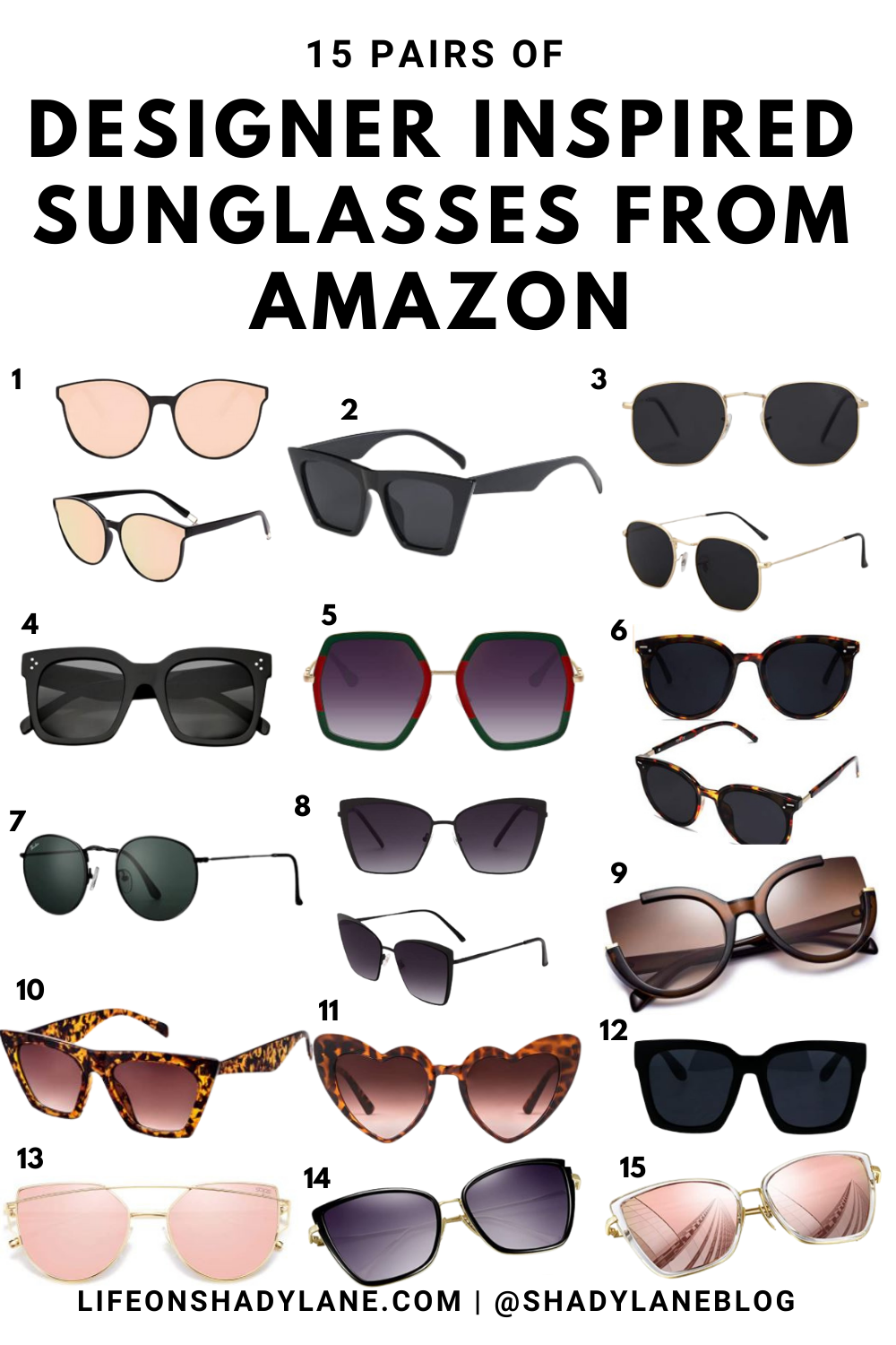 Designer inspired sunglasses from Amazon | 15 affordable pairs!