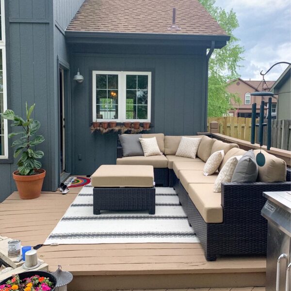 Deck lounge area makeover - see how we took this space from BORING and sad to COZY and fab! Kansas City life, home, and style blog | Backyard