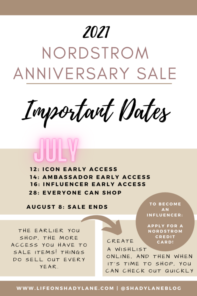 Nordstrom Anniversary Sale 2021 Guide - Dates, Preview, and Early Access | Everything you need to know about the Nordstrom Anniversary Sale, the best time to stock up on fall fashion, home decor, baby products, men's style, and more! | Kansas City life, home, and style blogger Megan Wilson @shadylaneblog on Instagram