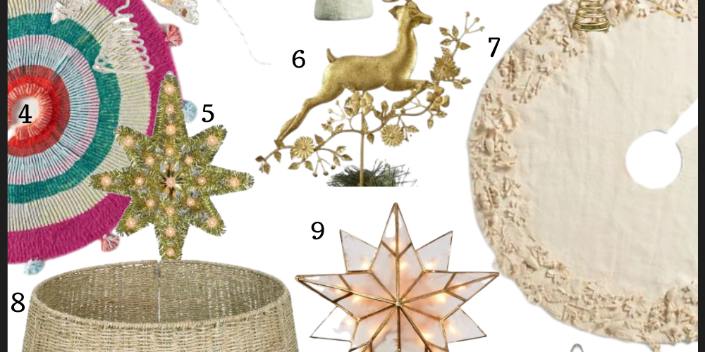 I've been on the hunt for pretty Christmas tree toppers and tree skirts as this holiday season begins - we need new ones for our tree! | Kansas City life, home, and style blogger Megan Wilson shares Christmas decorating ideas