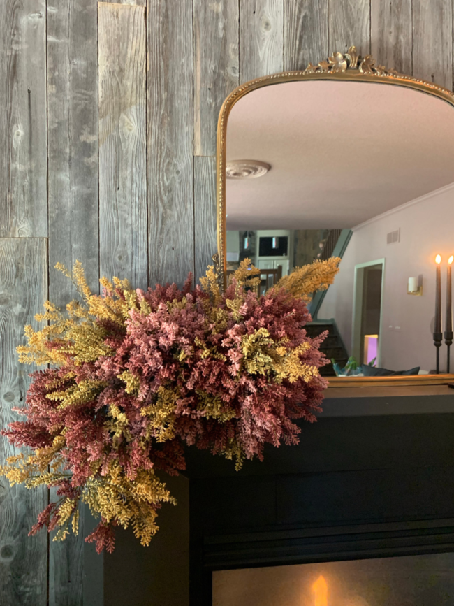 How to make a DIY fall floral cloud | Kansas City life, home, and style blog | Megan Wilson shares her fall fireplace decorating idea