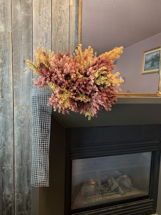 How to make a DIY fall floral cloud | Kansas City life, home, and style blog | Megan Wilson shares her fall fireplace decorating idea