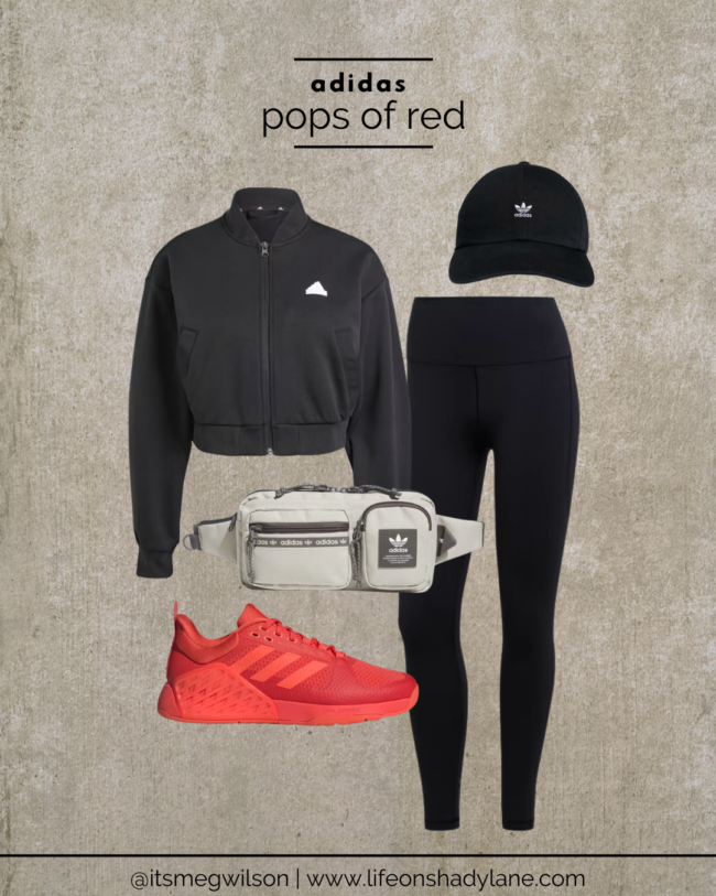 red adidas sneakers, adidas leggings, adidas spring outfits
